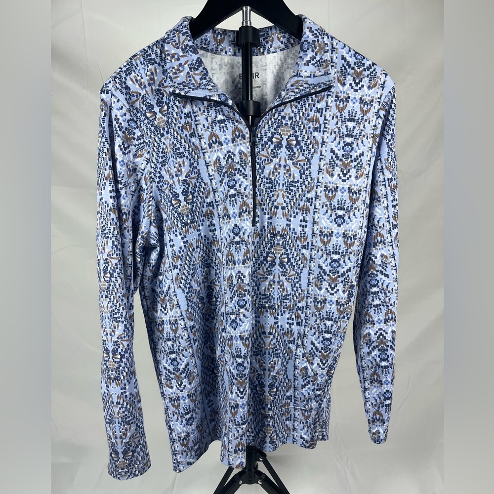 Blair Blue Geometric‎ Quarter Zip Pullover Size M
